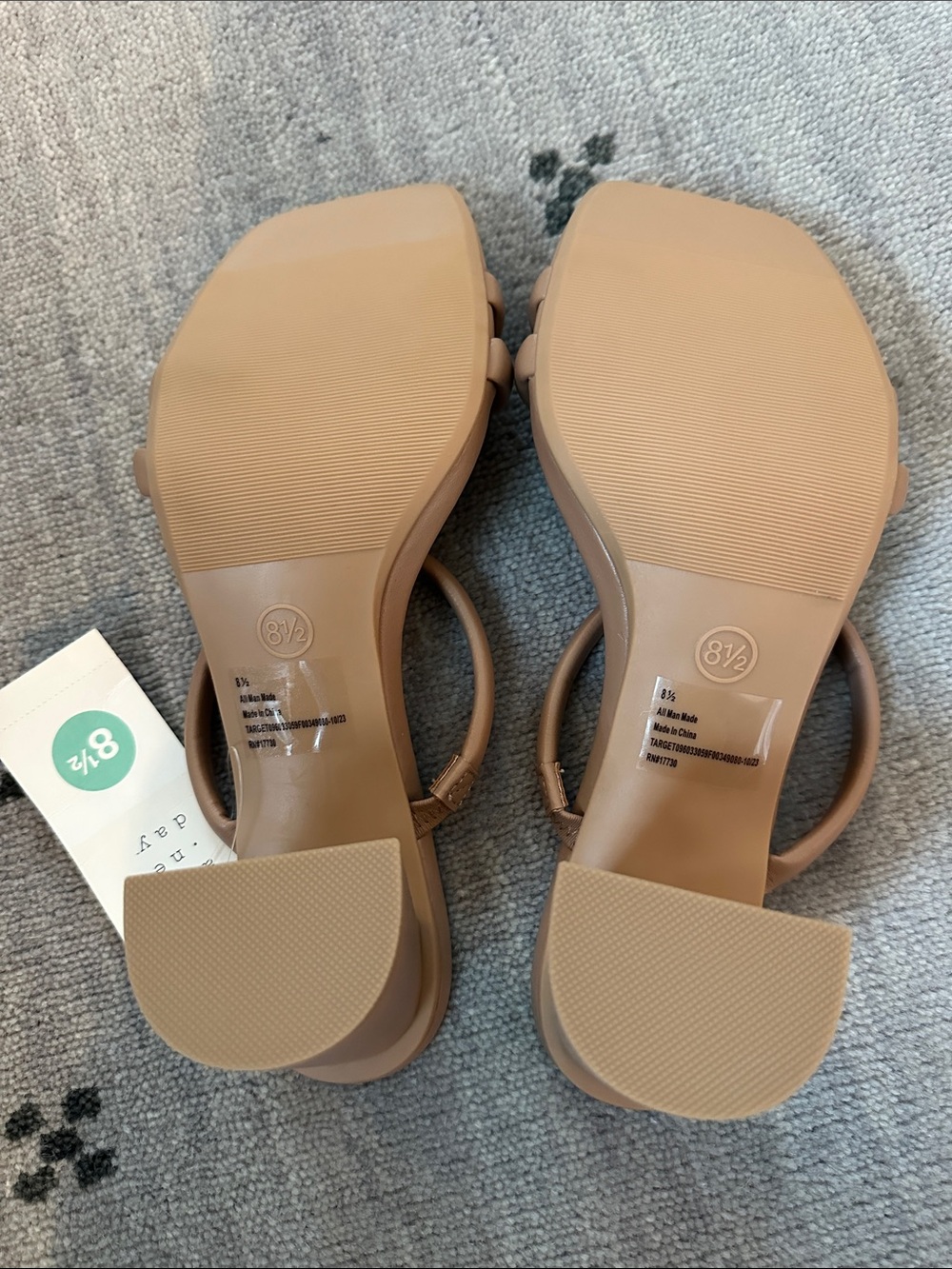 A New Day Nude Strappy Block Heel Slide Sandals - Picture 2 of 3